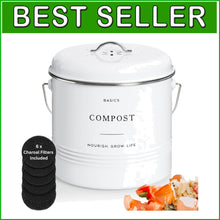 Load image into Gallery viewer, Sleek 1.3 Gallon Indoor Compost Pail with Lid – Eco-Friendly Kitchen Solution
