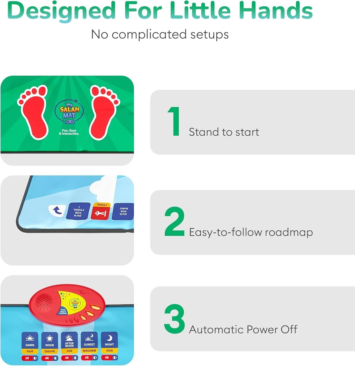 Interactive Educational Prayer Mat for Kids - Learn Salah with Fun Designs