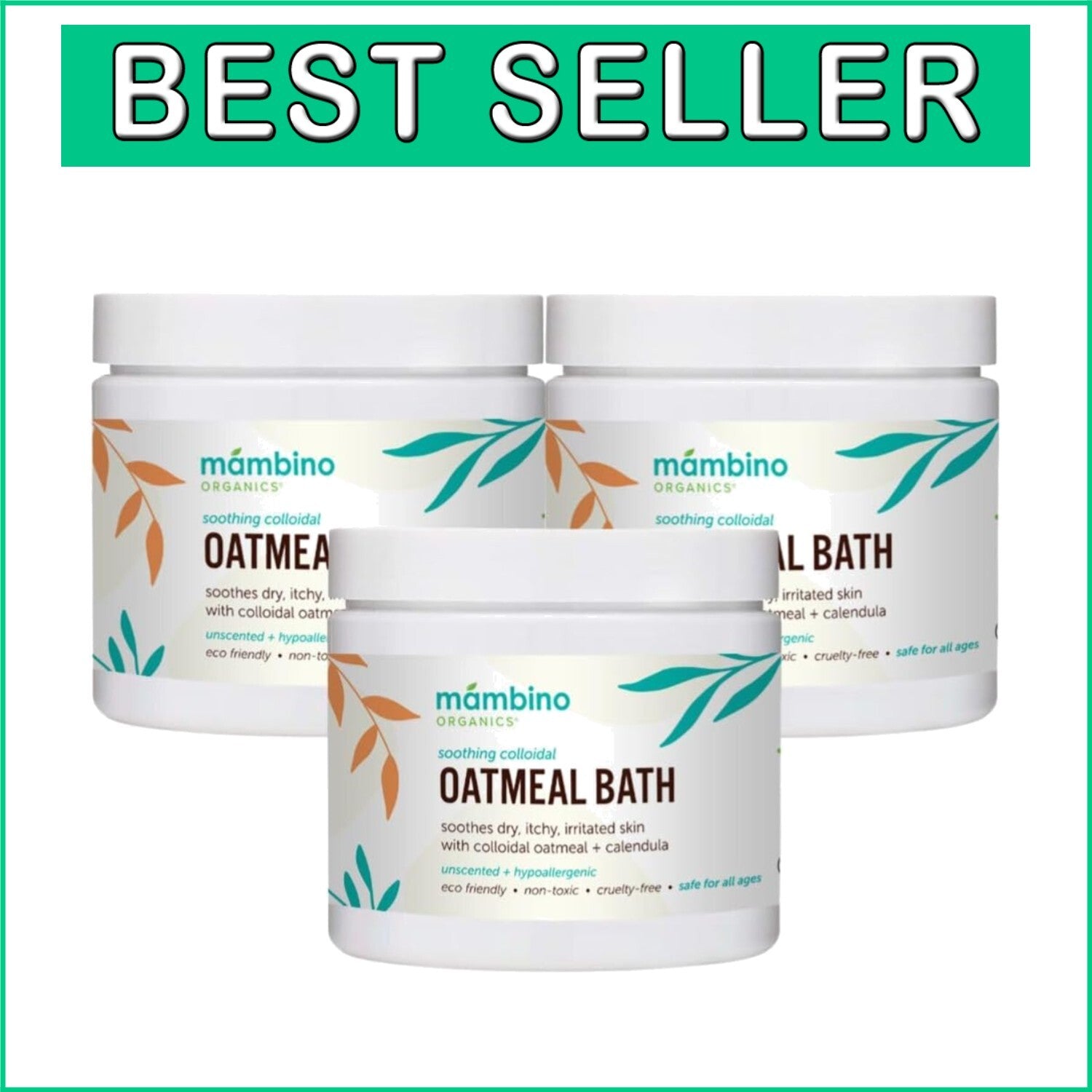 Smooth and Soothing Organic Oatmeal Bath Powder – 6oz 3-Pack for Sensitive Skin