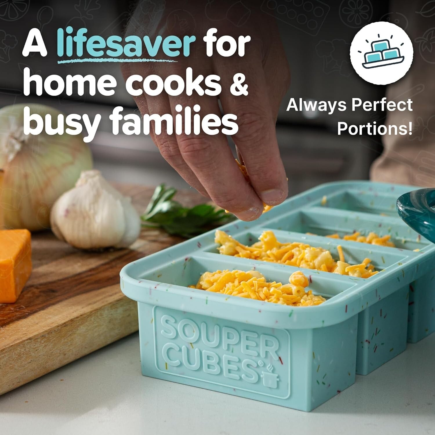 BPA-Free 1 Cup Silicone Freezer Tray with Convenient Lids for Organized Freezing