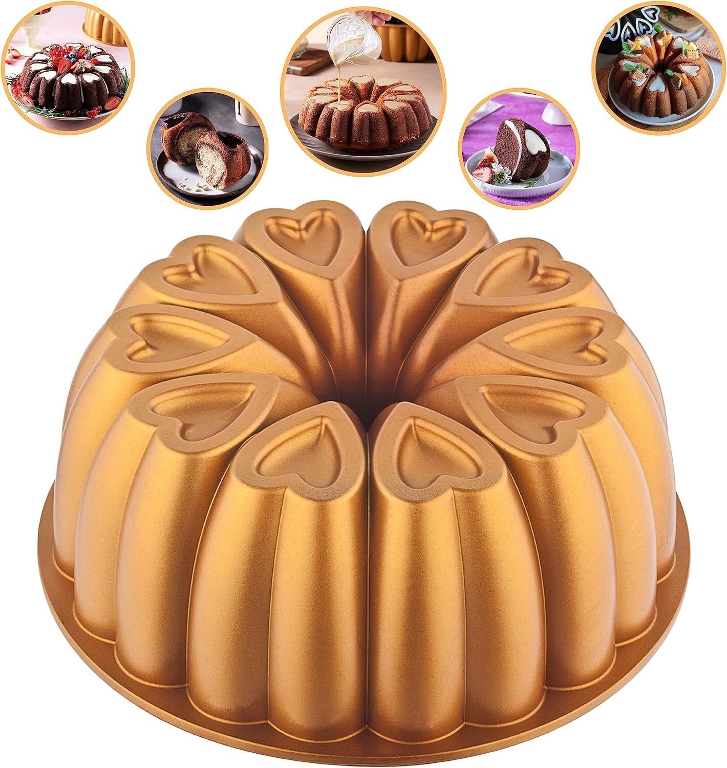 Elegant 10-Inch Heart Cake Pan with Titanium Coating for Easy Baking