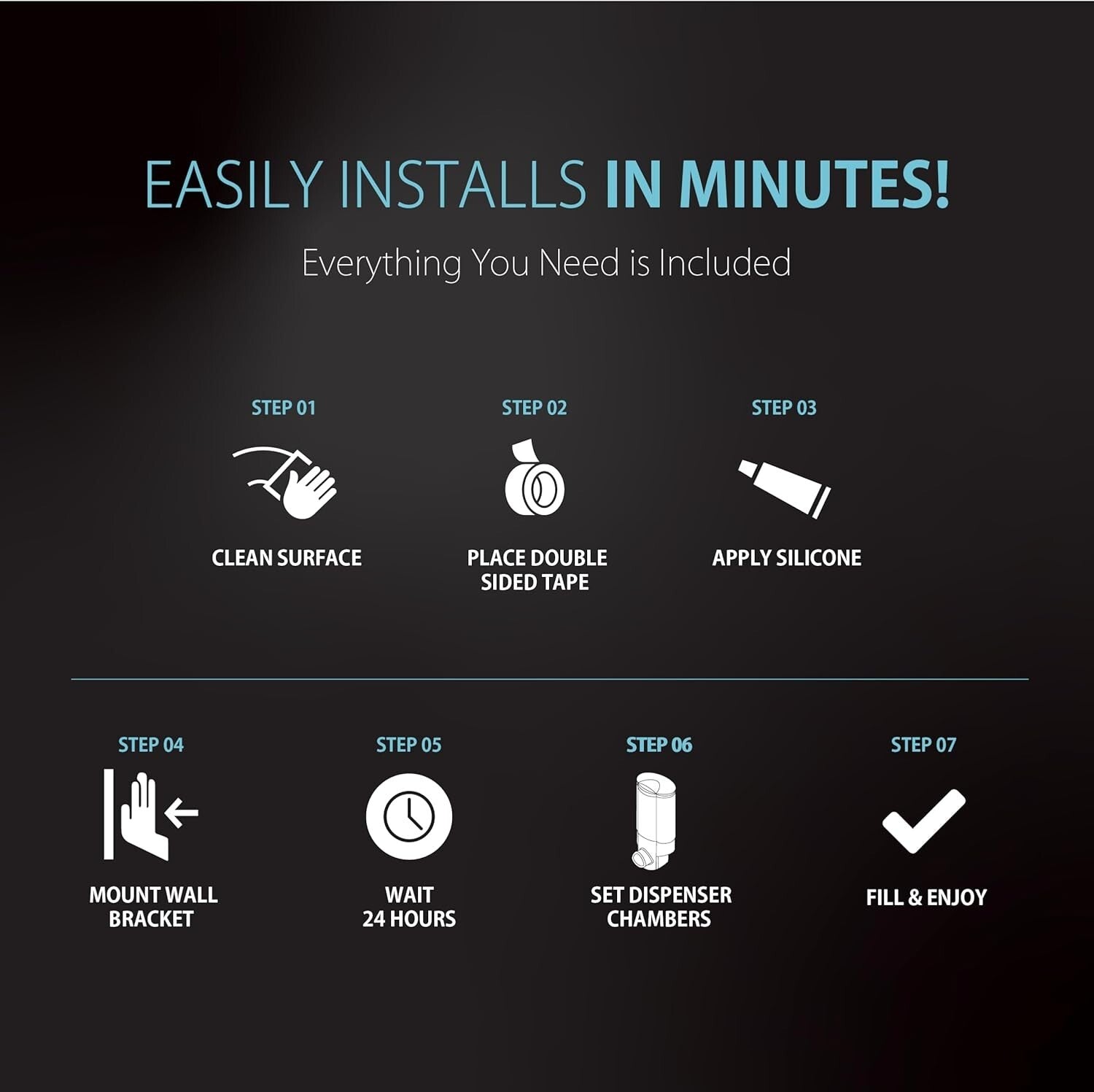 Chrome 3-Chamber Pump Dispenser for Soap, Shampoo & Conditioners - Quick Install