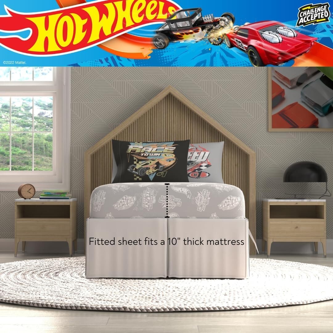 Hot Wheels Kids 5 Piece Twin Comforter & Sheet Set - Super Soft Microfiber