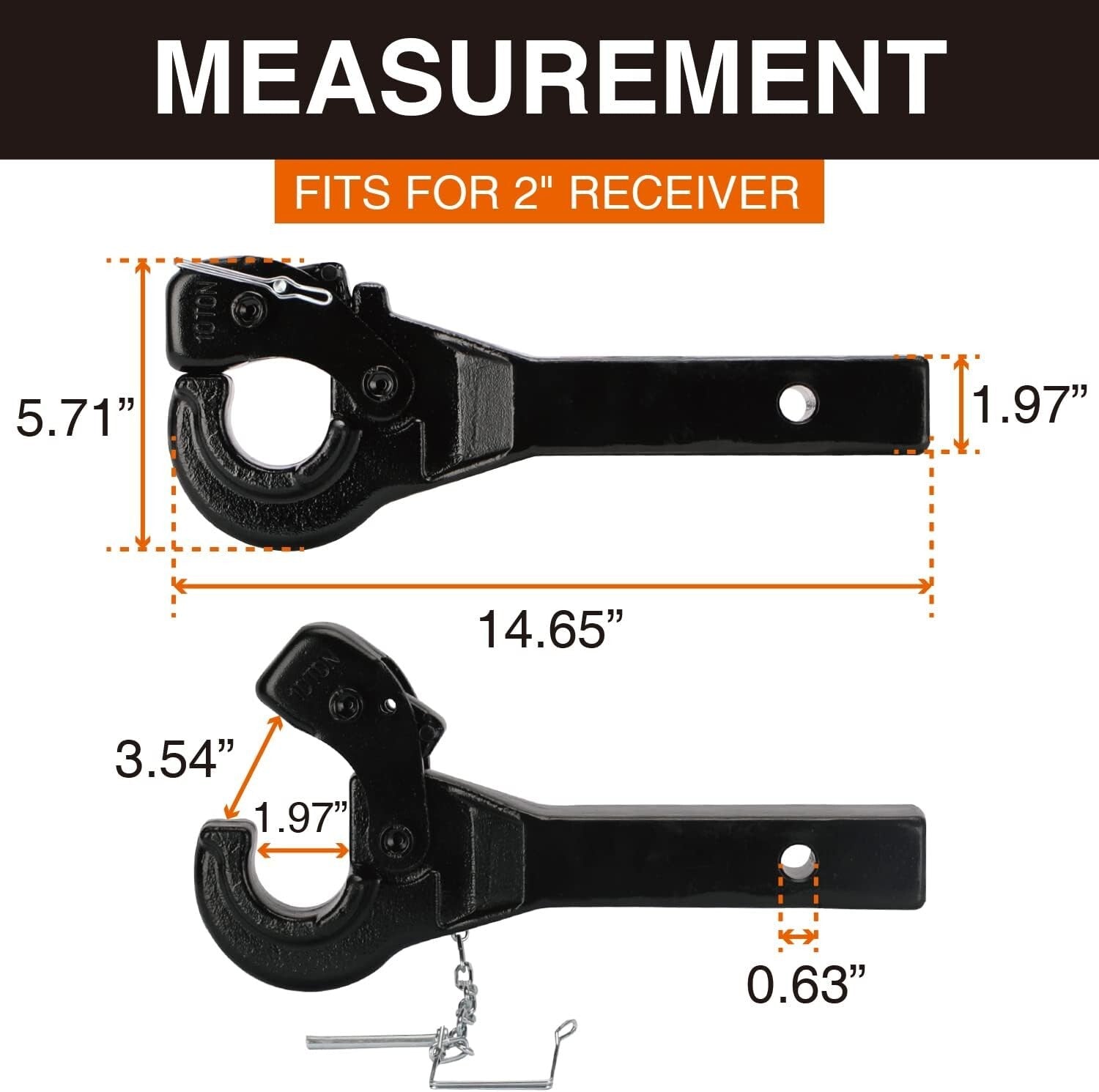 10 TON Pintle Hitch Receiver Hook - Heavy-Duty Forged Steel Towing Solution