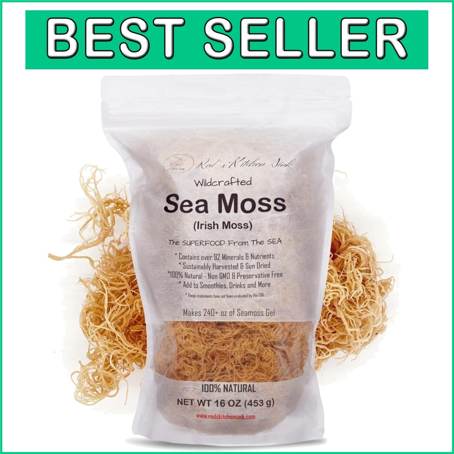 100% Natural Seamoss from St. Lucia - 1 Pound for Immunity & Digestive Support