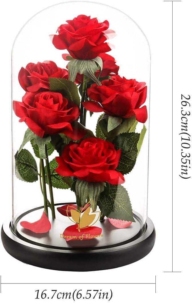 Sophisticated Silk Rose with LED Dome - Ideal Birthday and Valentine's Gifts