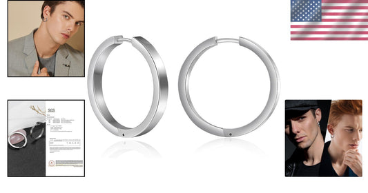 Small/Large Pure Titanium Hoop Earrings - Hypoallergenic Comfort for Men & Women