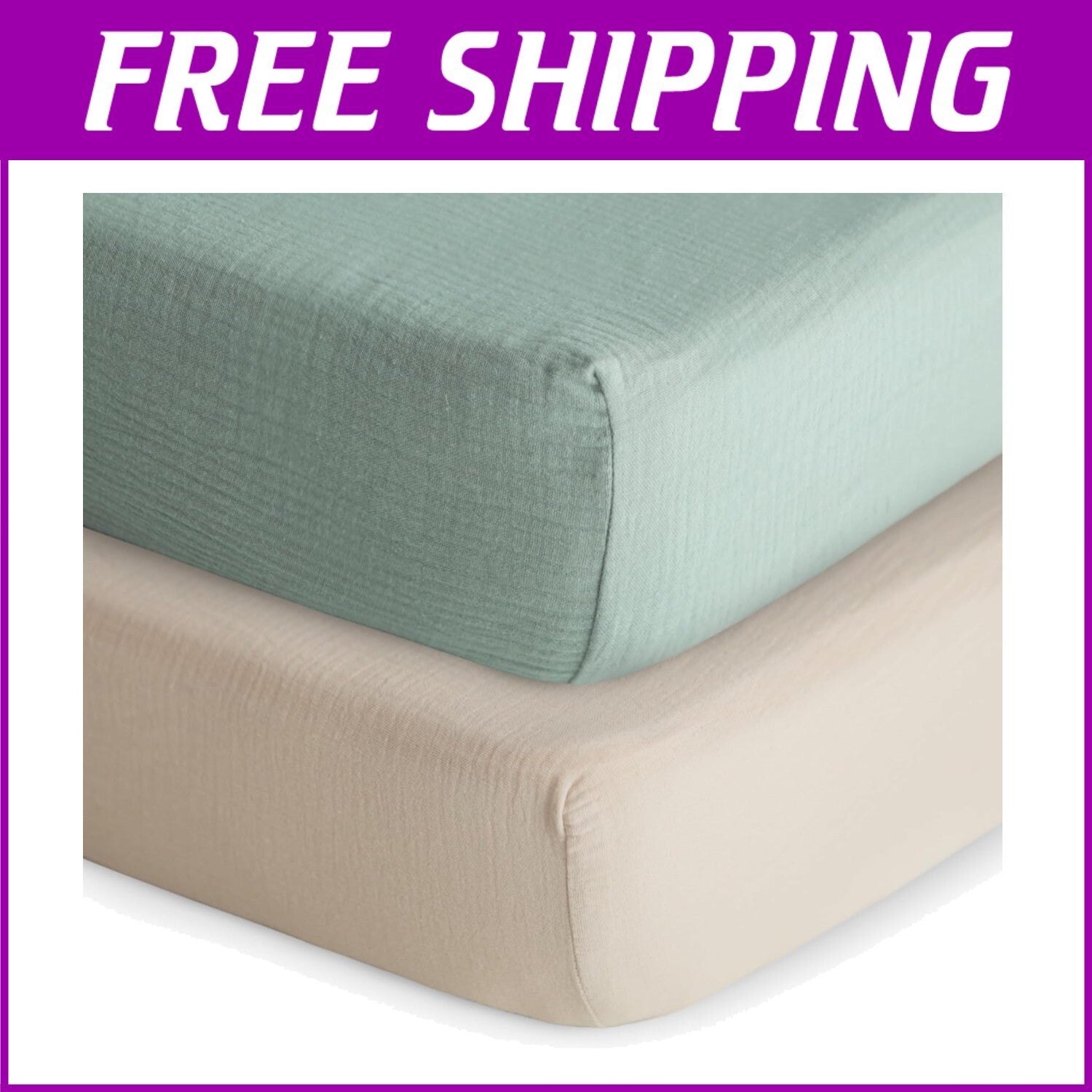 Cozy & Soft Muslin Fitted Crib Sheets - Machine Washable 2-Pack in Chic Colors