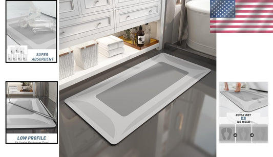Quick Dry Absorbent Grey Bath Mat with Rubber Backing – Ideal for Shower Safety