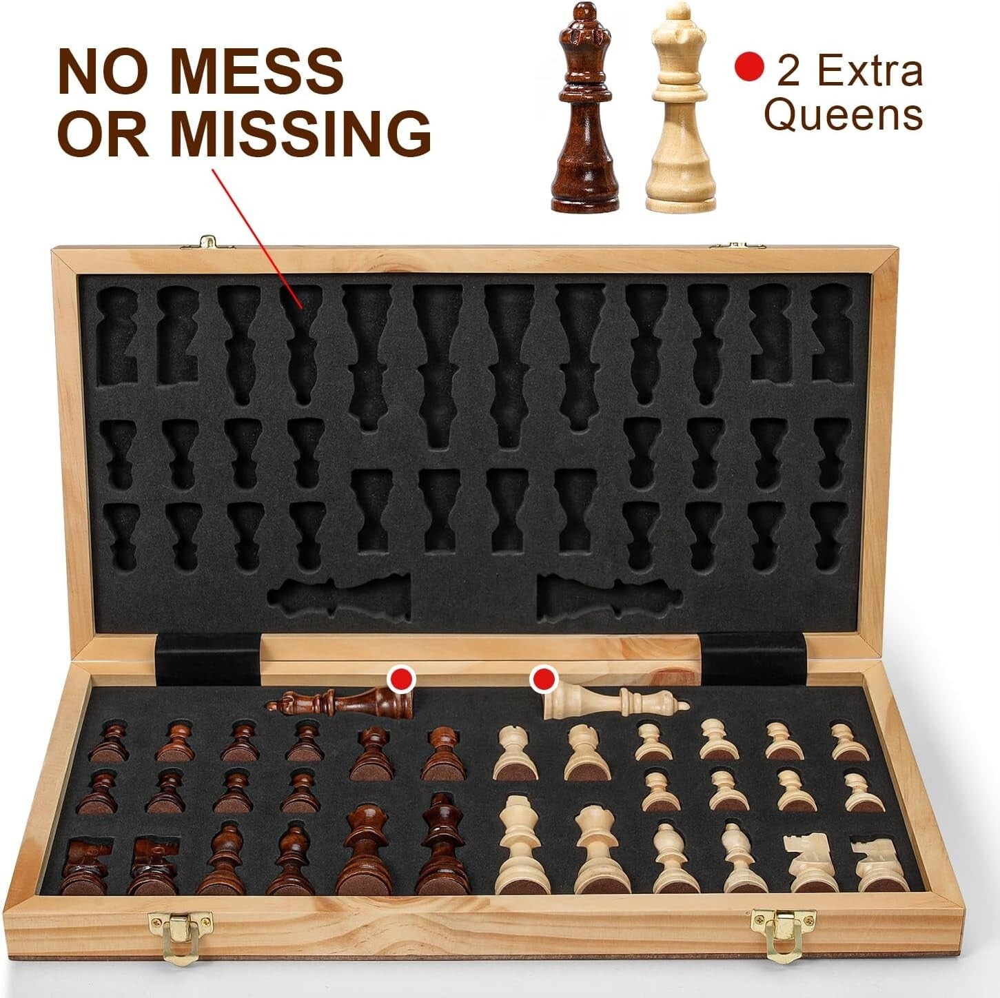 High-Quality 15" Wooden Magnetic Chess Set - Ideal Gift for Family Game Night