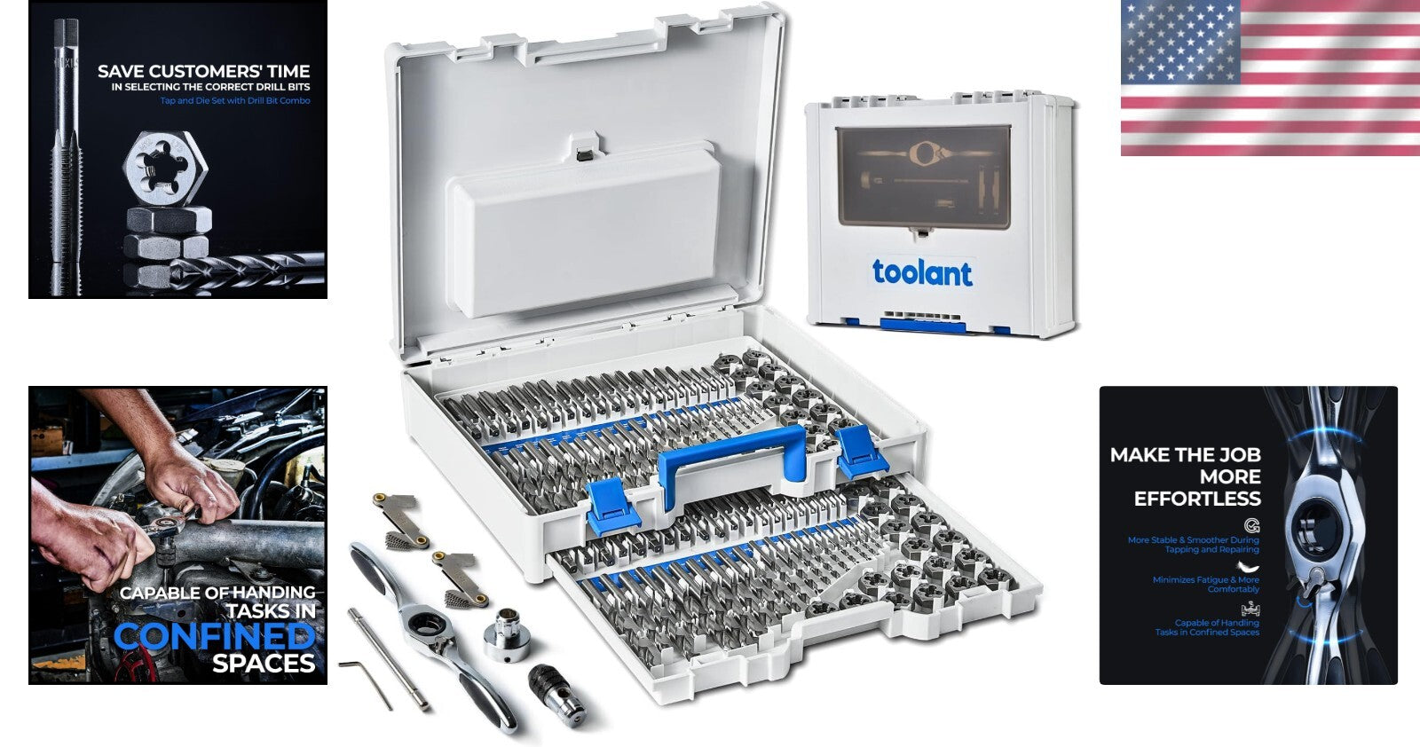 127-Piece SAE/Metric Tap and Die Set with Drill Bits for Effortless Threading