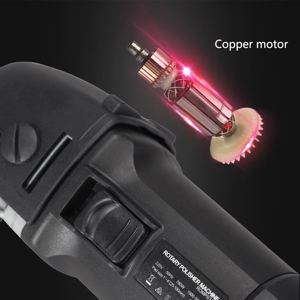 Powerful Corded Mini Polisher with Wool and Sponge Pads - Perfect for Car Care