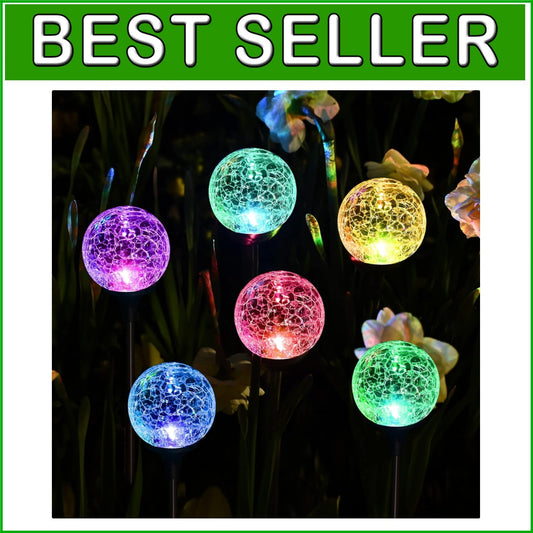 Enchanting 6-Pack Color-Changing Solar Garden Lights with Cracked Glass Design