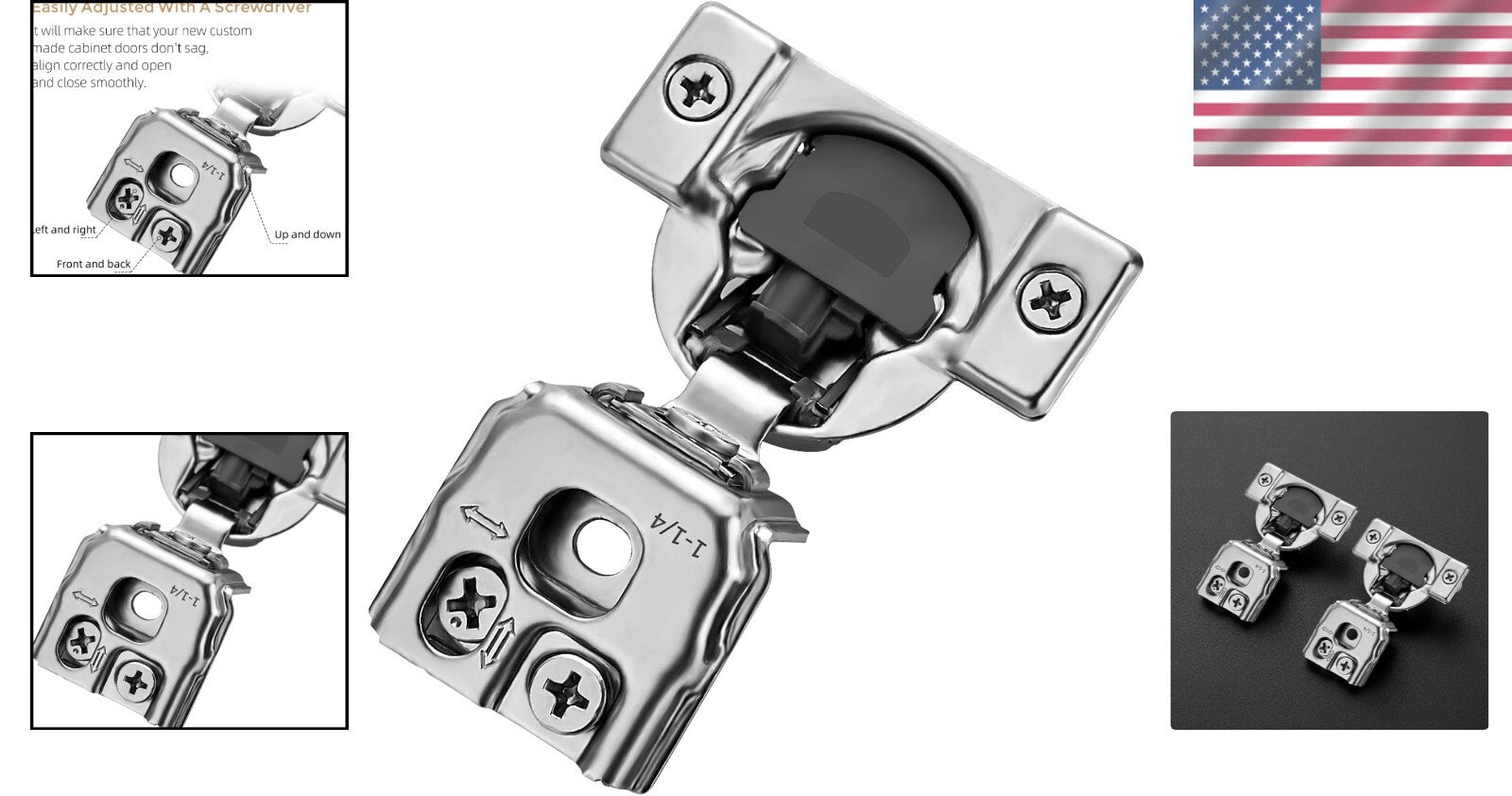 Premium 1-1/4" Overlay Soft Close Hinges - 30 Pack Satin Nickel Finish