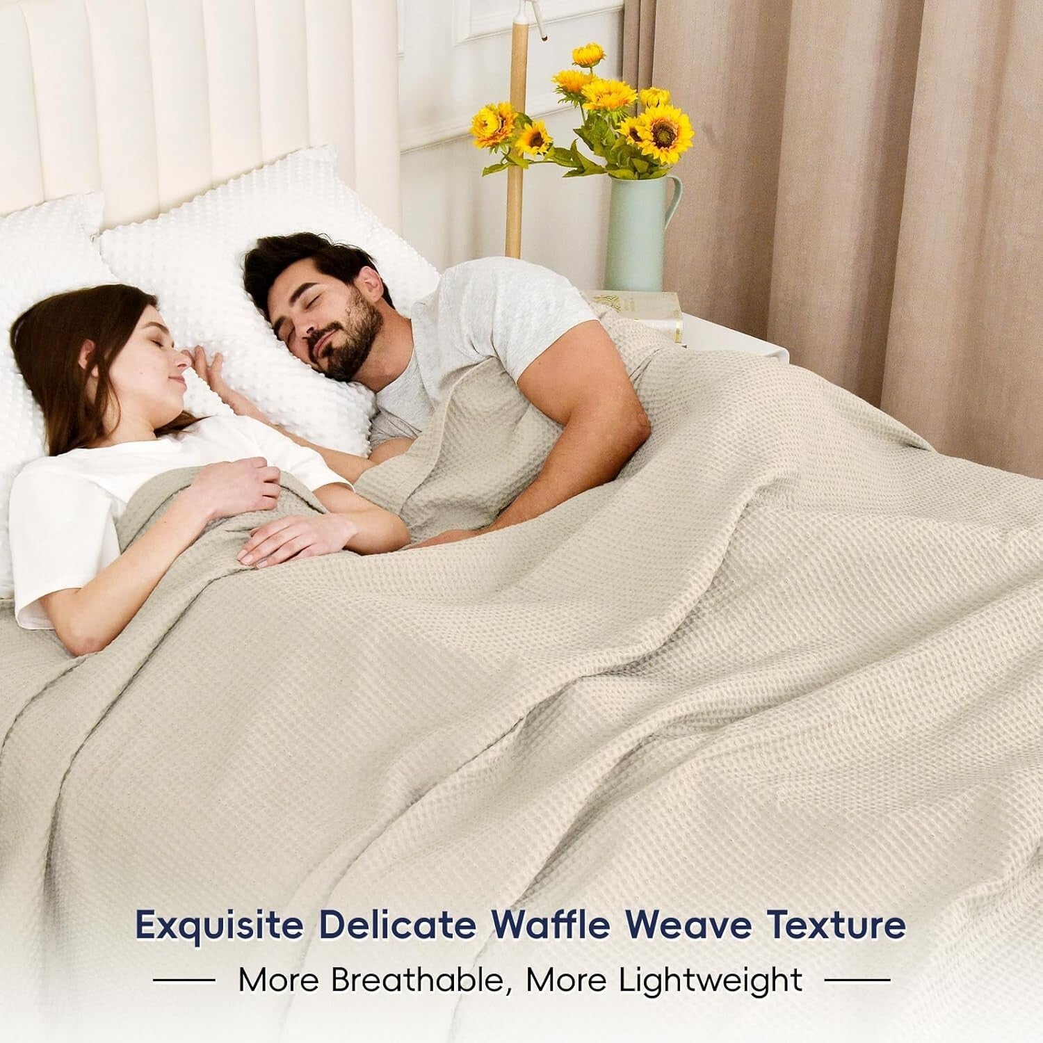 Versatile Oversized Cotton Waffle Throw Blanket - Perfect for Home and Travel