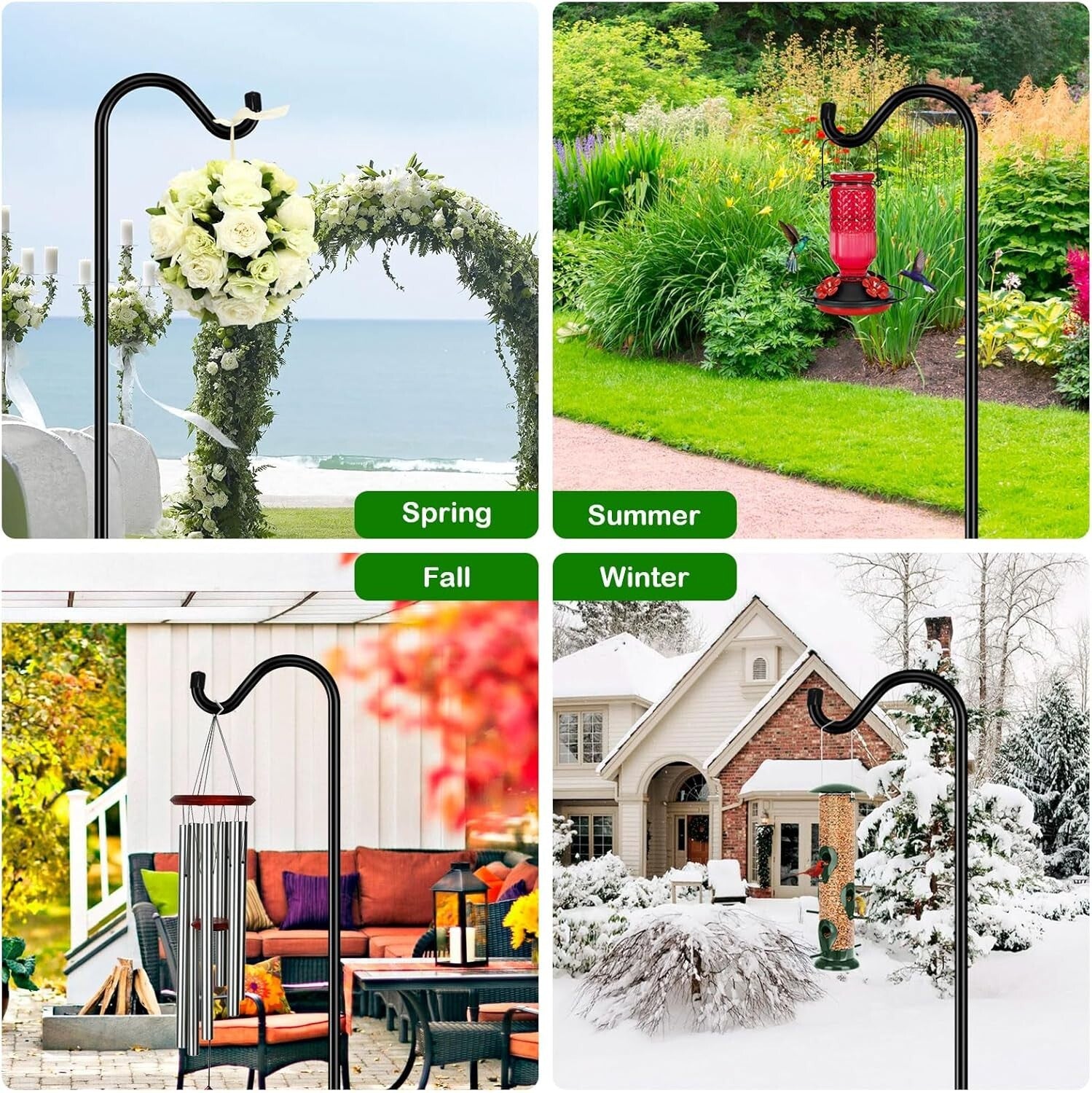 Sturdy Adjustable Shepherd Hooks - 76 Inches Tall for Plant Baskets & Lanterns