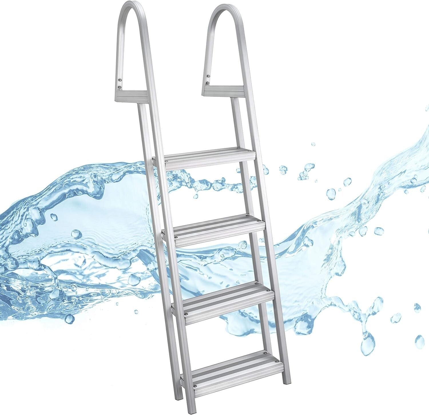 4-Step Removable Aluminum Boarding Ladder with Comfortable Steps & Handrails