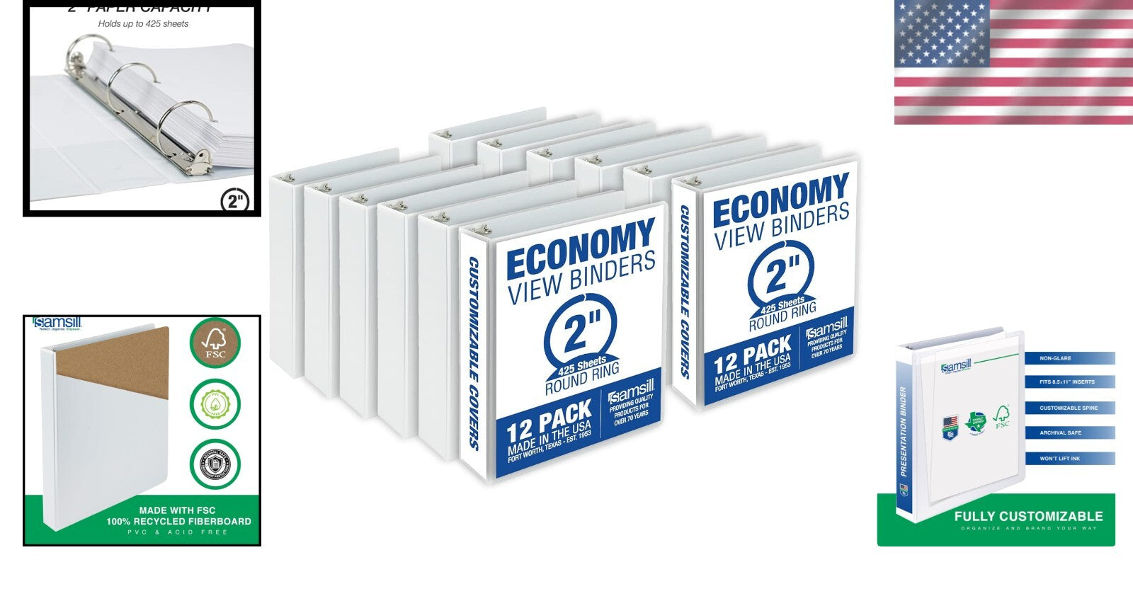 Economy 2-Inch Clear View Binders - Archival Safe, Non-Stick Materials, 12 Pack