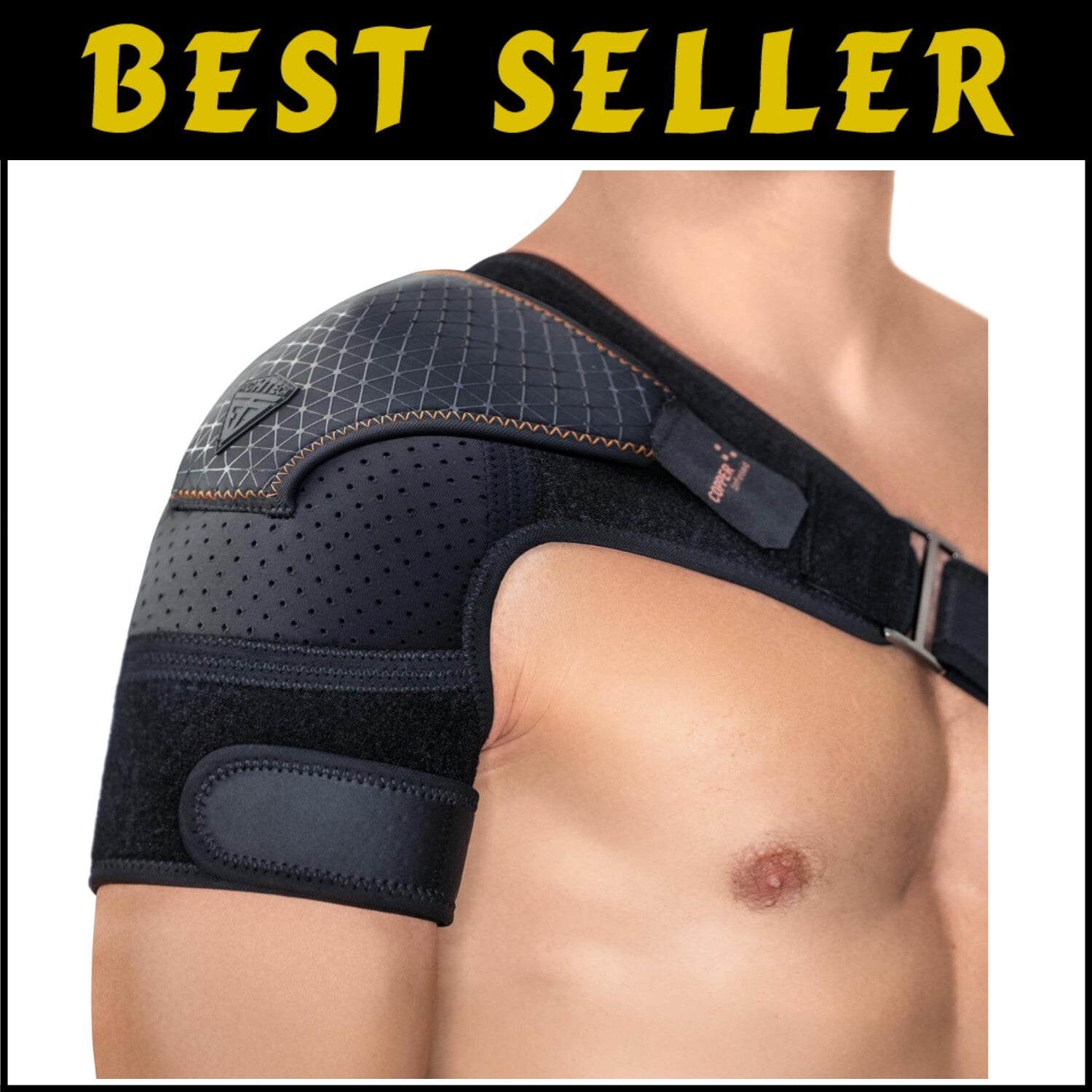 Copper-Infused Shoulder Brace for Torn Rotator Cuff - Pain Relief, Large/X-Large