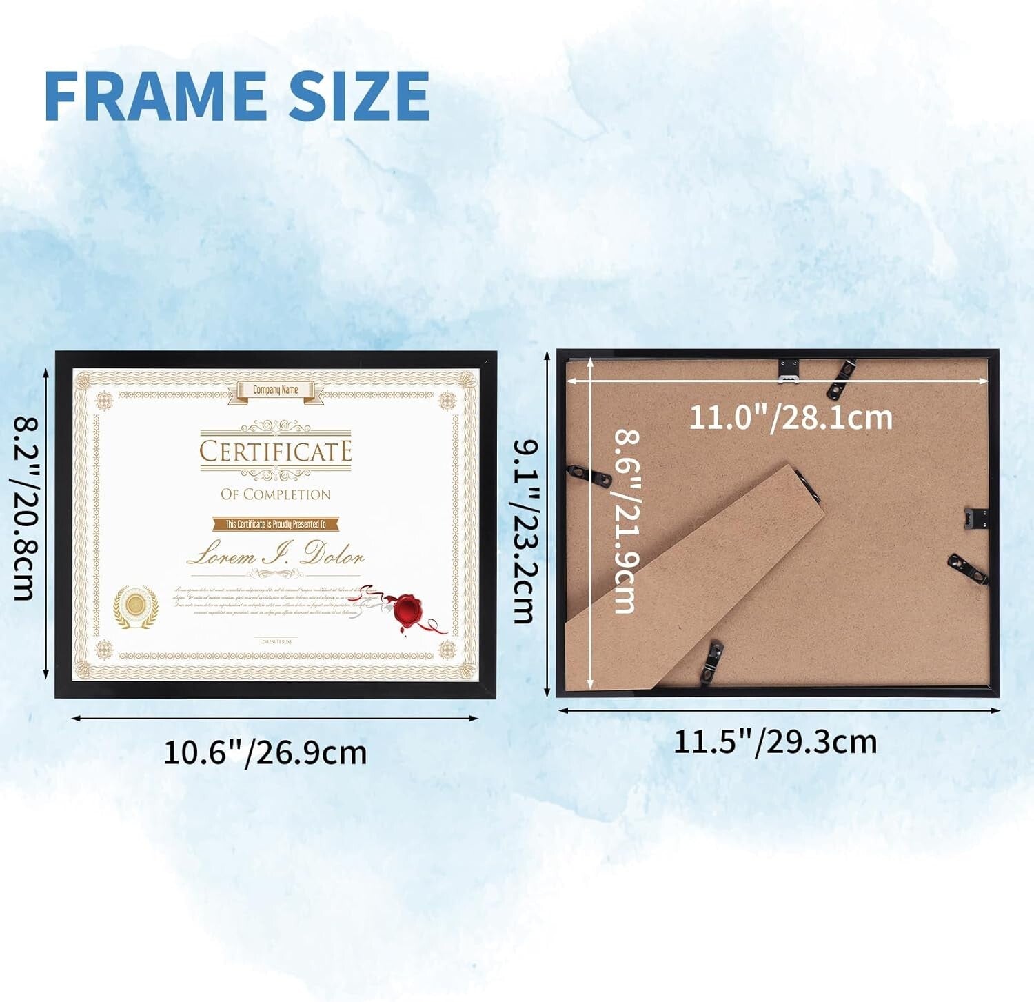 Lightweight 8.5x11 Black Picture Frame Set - Perfect for Certificates and Photos