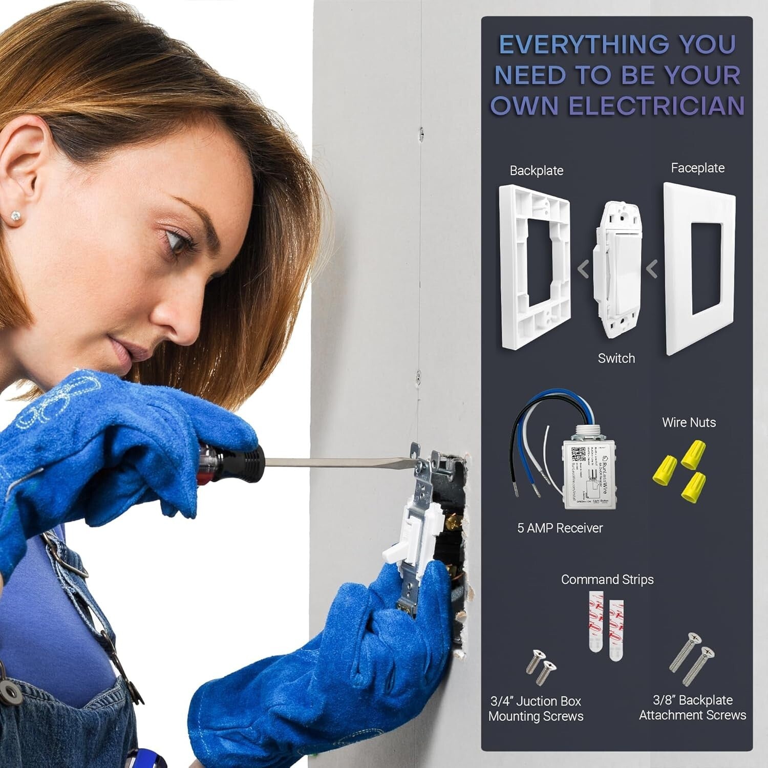 Self-Powered Kinetic Remote Light Switch with Easy Surface Mount Installation