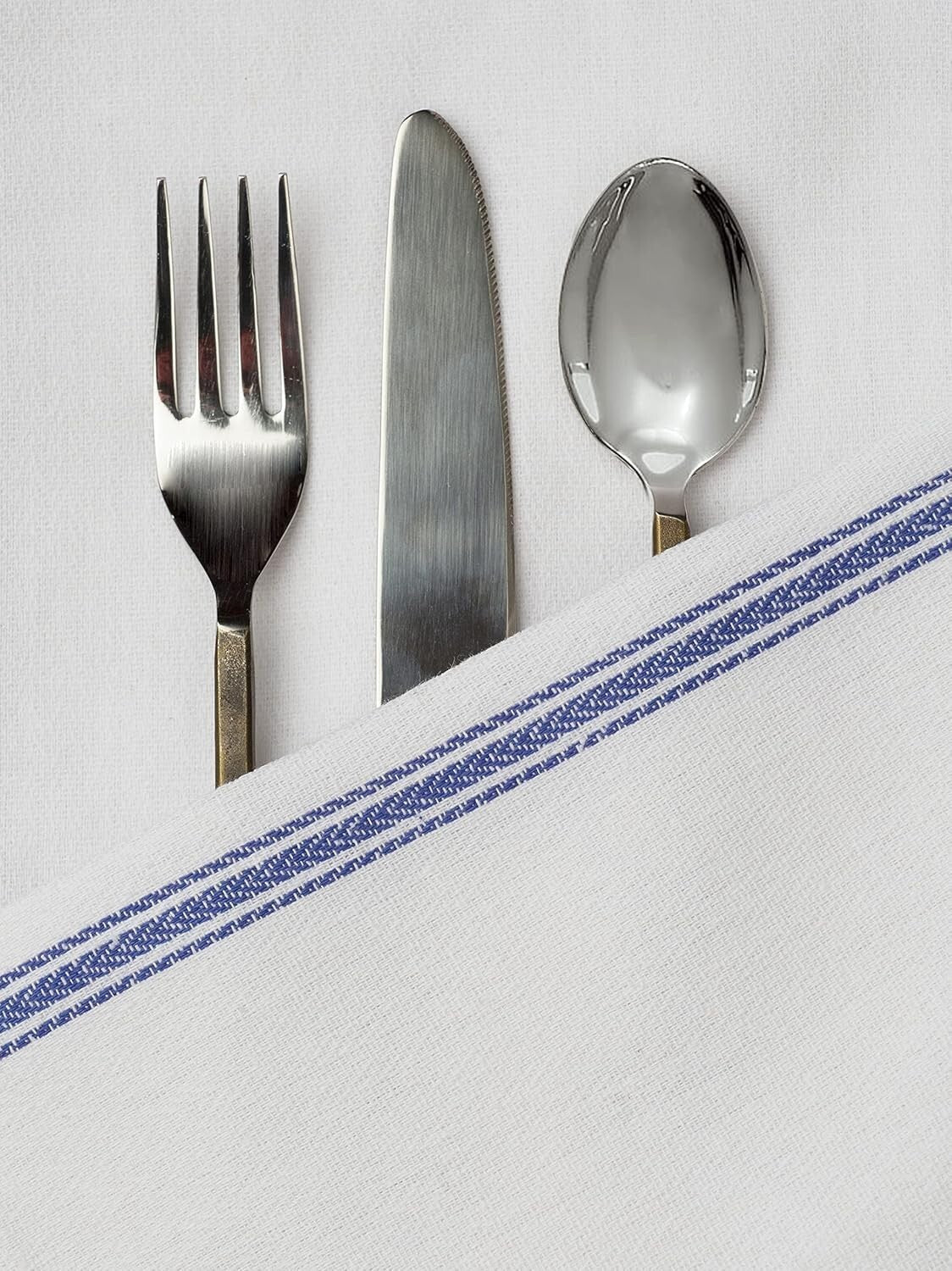 48-Pack Blue Stripe Kitchen Towels - Super Absorbent 100% Cotton Dish Cloths