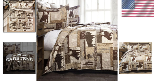 All-Season Full/Queen Microfiber Aztec Quilt Set with Pillow Shams - Cozy Style