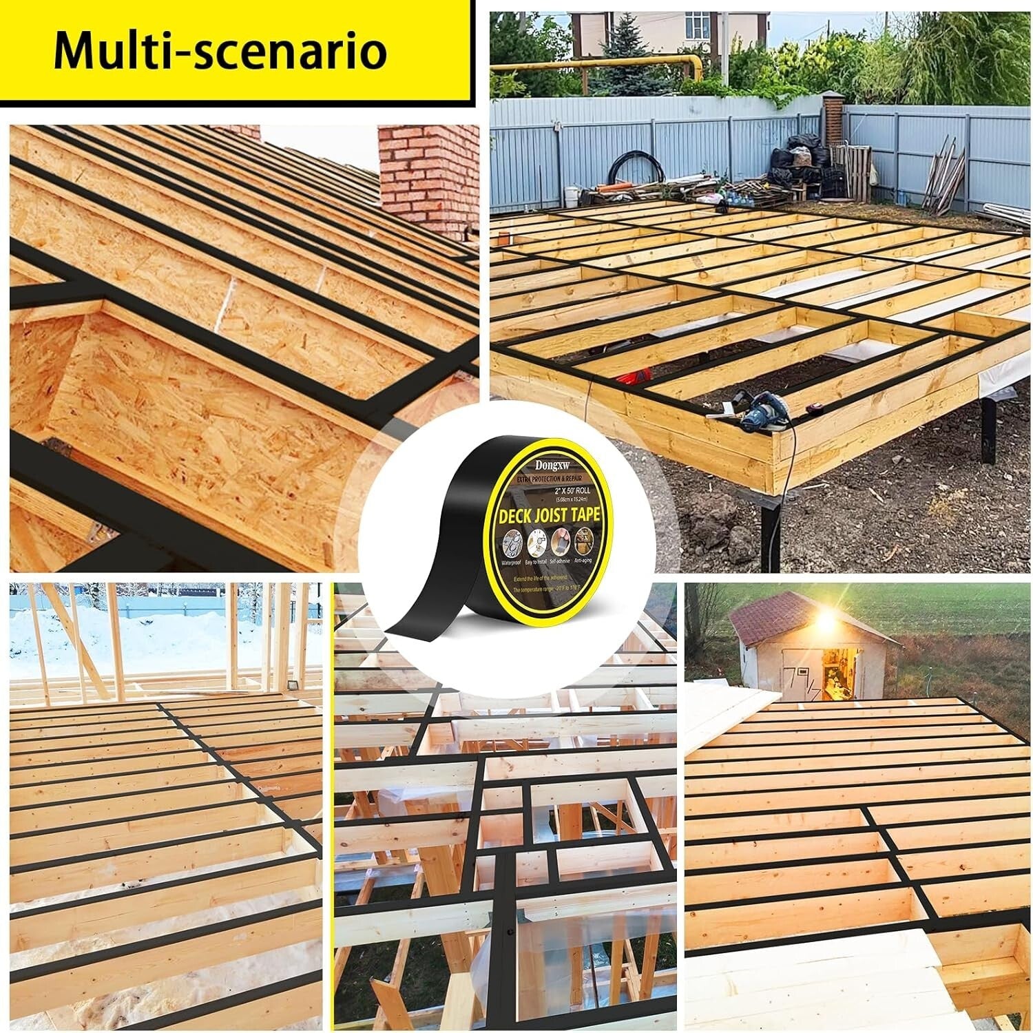 Weather-Resistant Butyl Deck Joist Tape 10 Rolls - Moisture Barrier for Outdoors