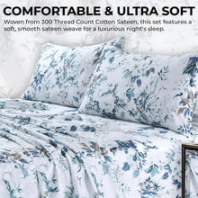 Load image into Gallery viewer, Traditional Floral King Bed Sheet Set: 300-Thread Count Cotton with Deep Pockets