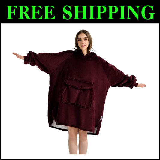 Cozy Oversized Sherpa Blanket Hoodie with Giant Pocket - Perfect Gift for All