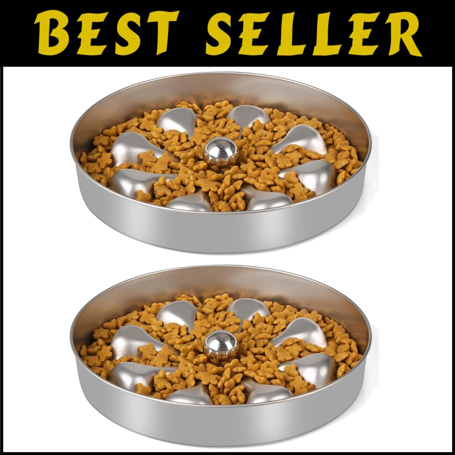 Stainless Steel Slow Feeder Bowls for Dogs - 5 Cups Capacity - Easy to Clean