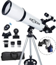 Load image into Gallery viewer, Complete Astronomy Package: 80mm Refracting Telescope with Tripod, Remote &amp; Case