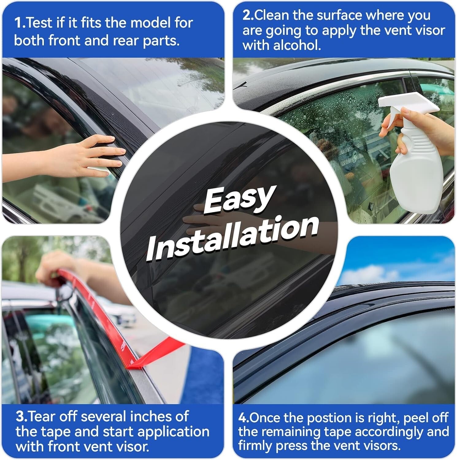 Easy Install Out-Channel Rain Guards for 2017-2025 Jeep Compass - Smoked Finish