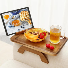 Load image into Gallery viewer, Adjustable Armrest Table with 360° Phone Holder - Modern Acacia Wood Design