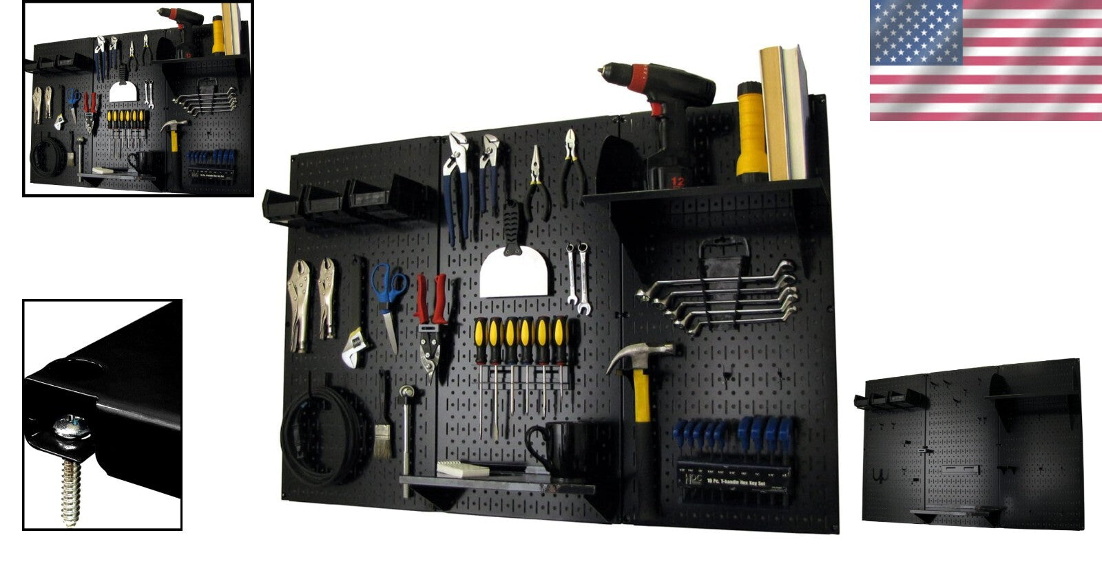 Versatile Black Metal Pegboard Organizer for Tools - Wall Mountable Solution