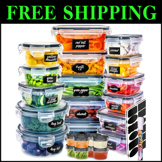 50-Piece BPA-Free Meal Prep Containers Set - Airtight, Leakproof, Stackable