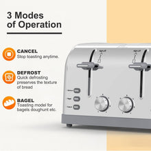 Load image into Gallery viewer, Versatile 4 Slice Retro Toaster with Cancel &amp; Defrost Functions for All Breads