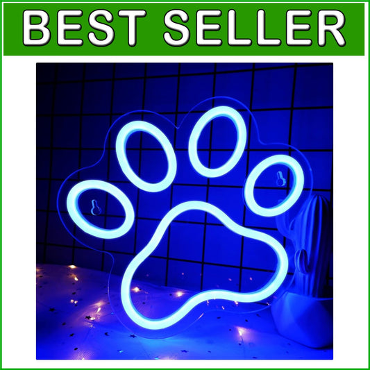 Cute USB-Powered Blue Dog Paw Neon Light - Perfect For Kids' Room Decor