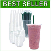Load image into Gallery viewer, Versatile 32 oz Clear Drinking Cups with Secure Lids &amp; Straws - Outdoor Friendly