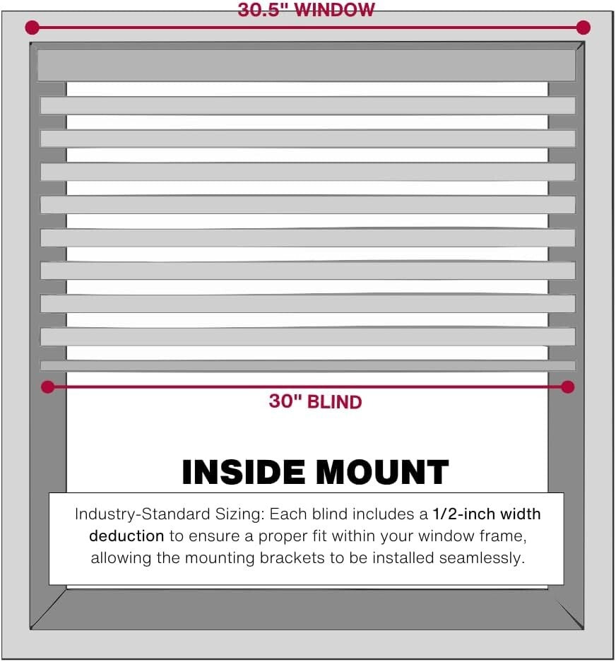 Bright White Cordless Faux Wood Blinds, 30.5" x 72" for Elegant Living Spaces