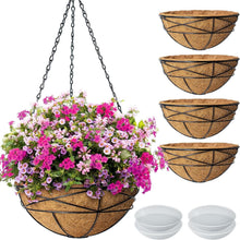 Load image into Gallery viewer, Weatherproof 4 Pack 14" Hanging Baskets with Coco Liner - Ideal for Outdoors