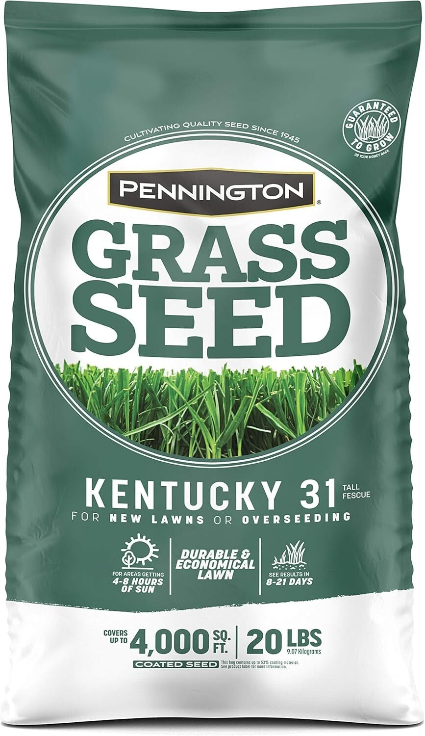 Kentucky 31 Tall Fescue Grass Seed 20 lb - Durable Lawn Solution for 4,000 sq ft