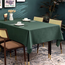 Load image into Gallery viewer, Hunter Green Rectangular Tablecloth 57x118” - Spill-Resistant Farmhouse Charm