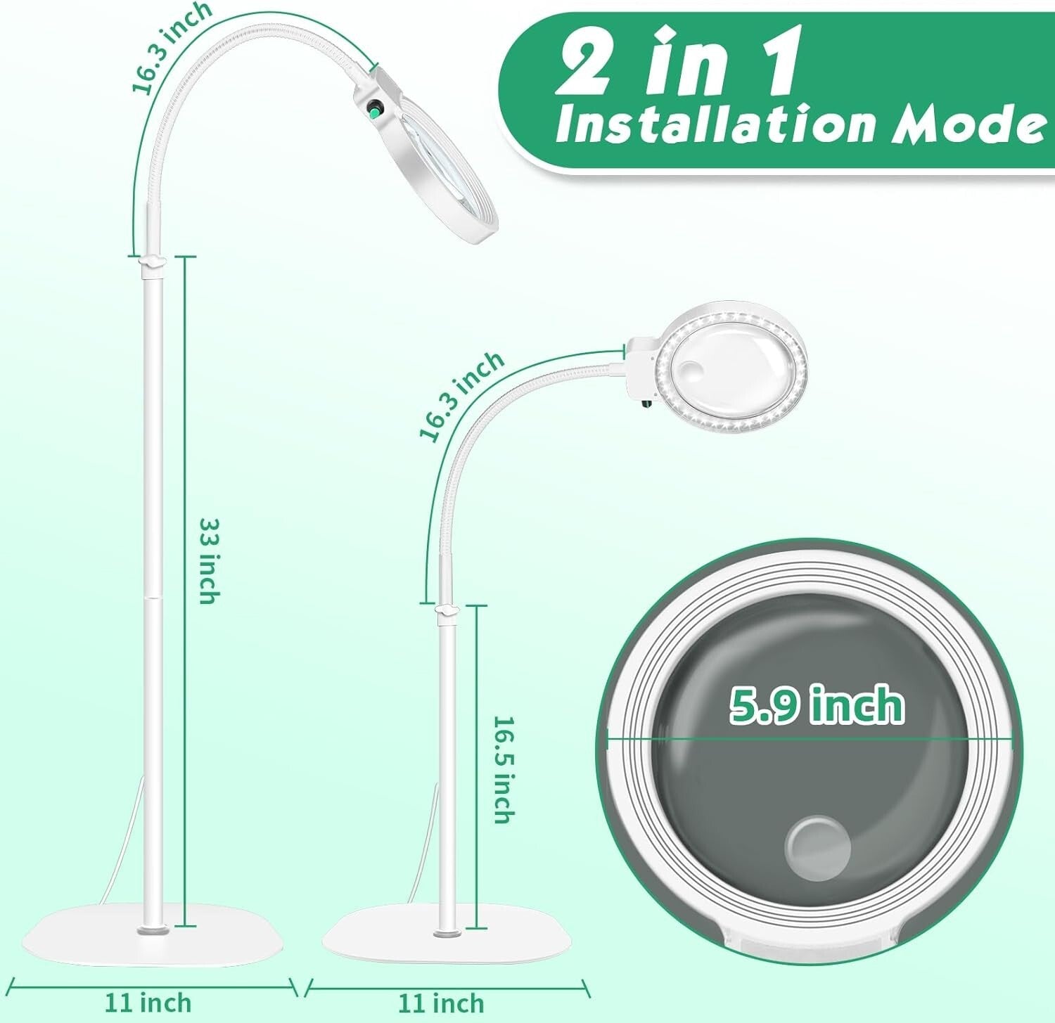 Adjustable 10X 30X LED Magnifying Glass with Stand - Perfect for Sewing & Crafts
