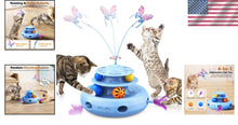 Load image into Gallery viewer, Blue Rechargeable Cat Toy: 4-in-1 Fun with Butterfly &amp; Random Feather Action