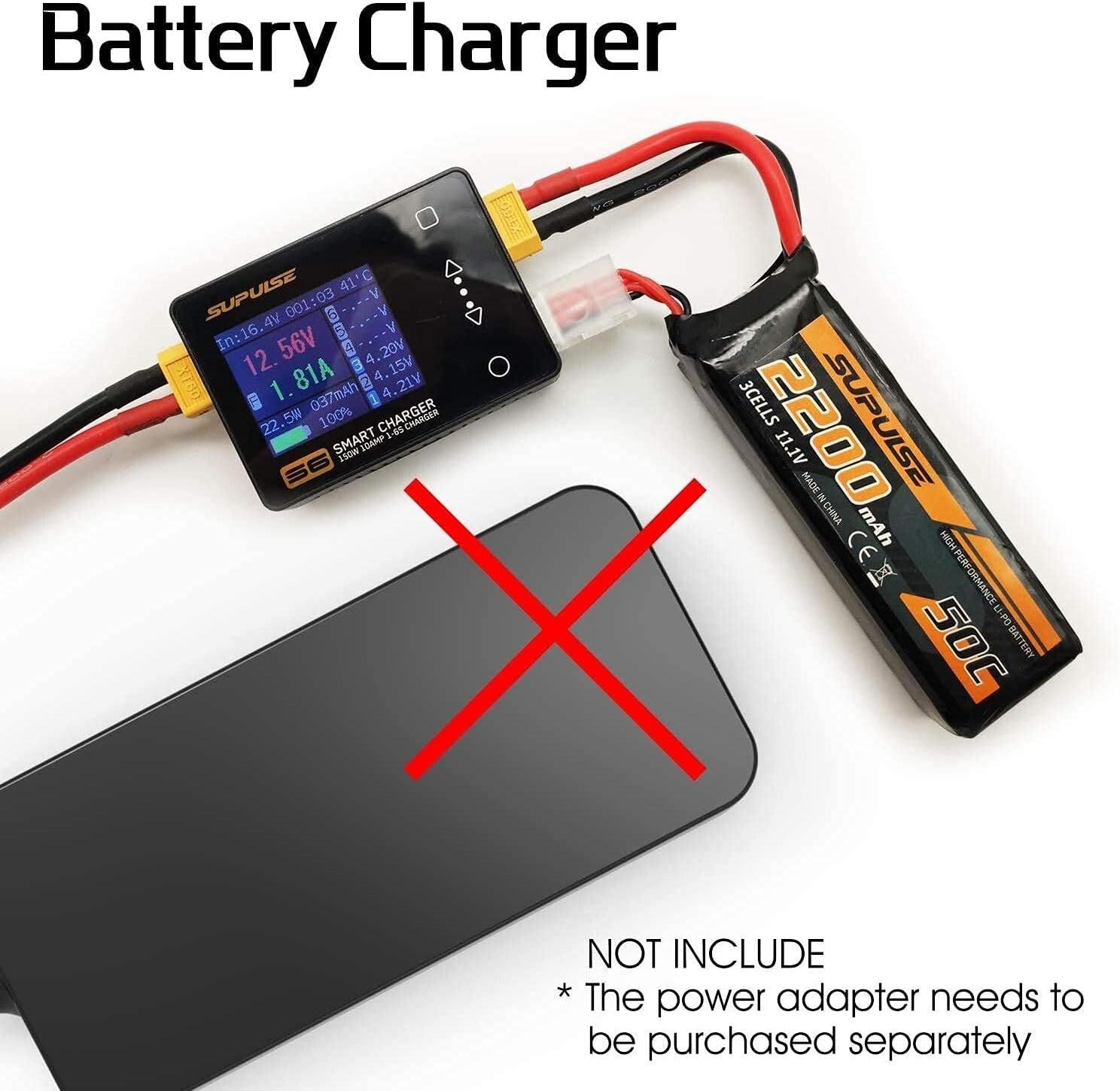 Efficient 1-6S RC Battery Charger with Touchscreen and Multi-Connector Support