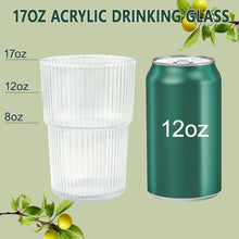 Load image into Gallery viewer, Set of 12 Unbreakable 17oz Ribbed Acrylic Drinking Tumblers - dishwasher safe