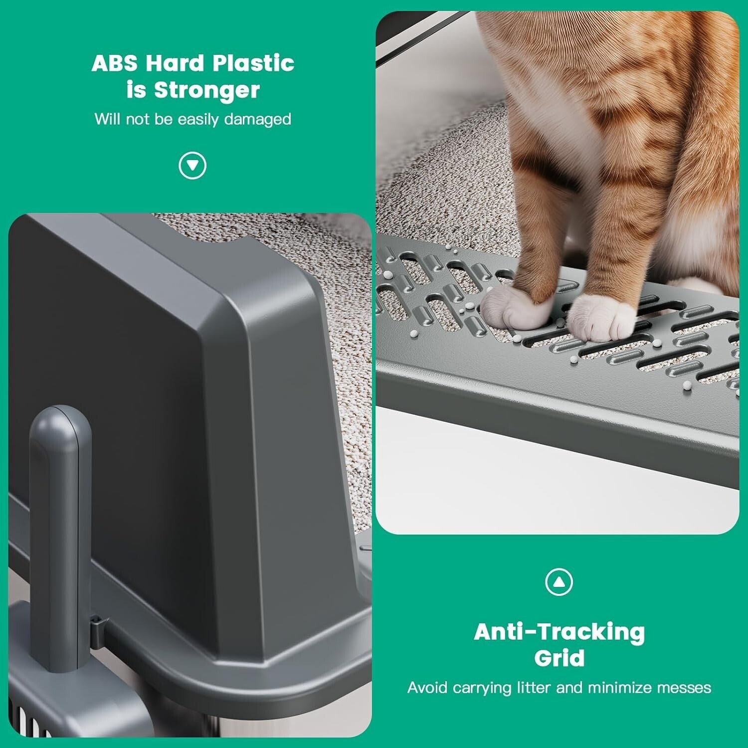 Covered XXL Cat Litter Box - Stainless Steel with High Sides for Leak Protection