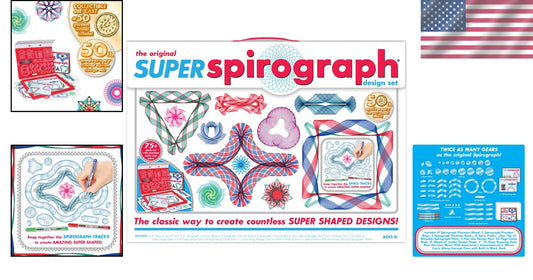 Deluxe 50th Anniversary Kids Art Set – Complete Spirograph Kit with Case & Guide