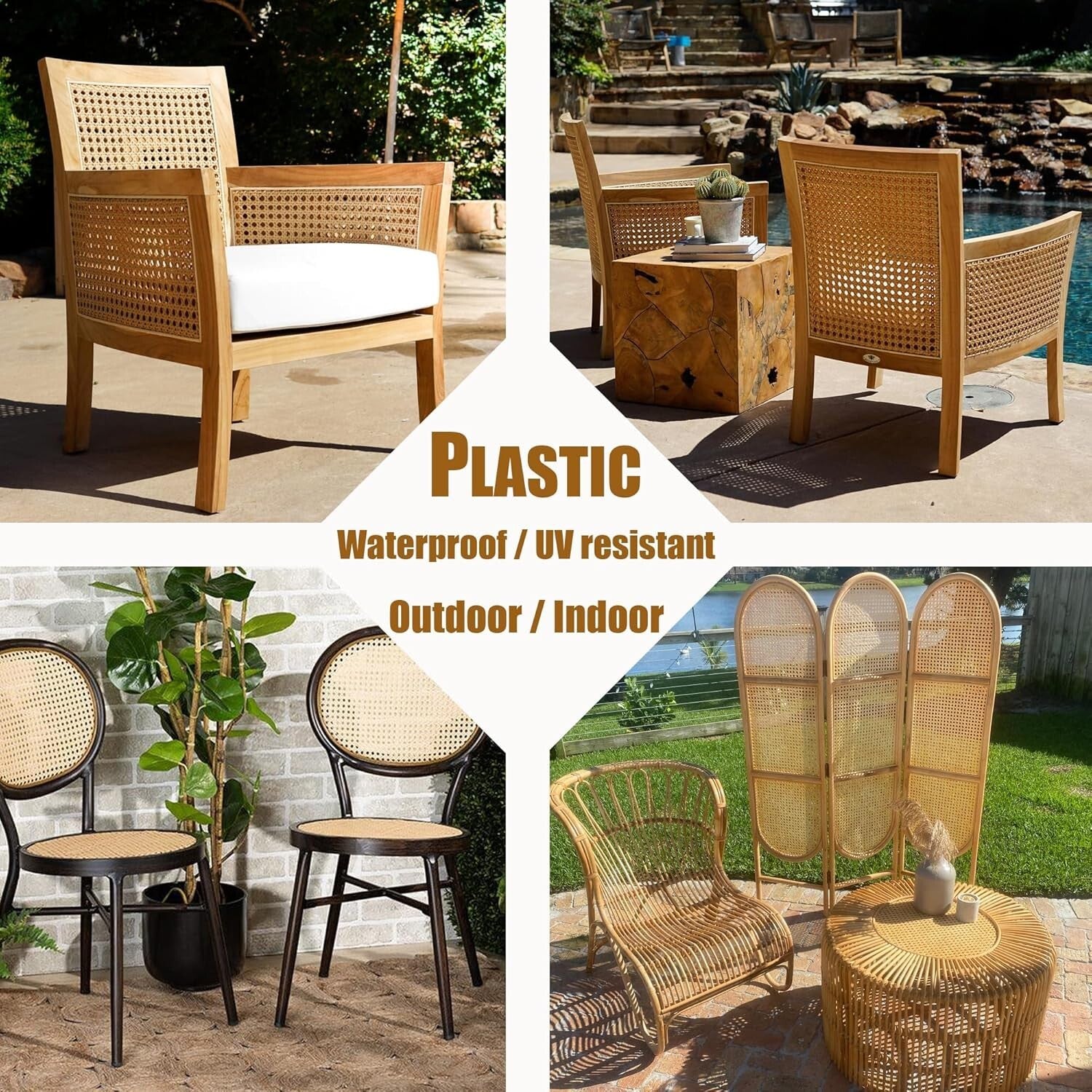 Elegant Natural Color Plastic Rattan Webbing - Ideal for DIY Caning Projects